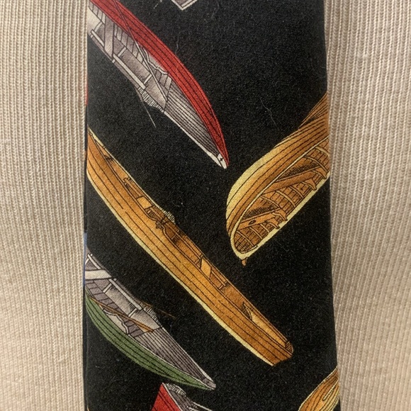 CANOES ROWBOATS OARS PRINT NECKTIE BOATING OUTFITTERS OUTDOORS CAMPING - Picture 4 of 13